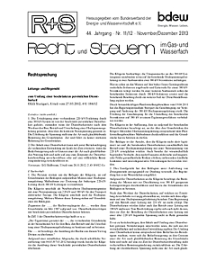 R + S - Recht und Steuern im Gas- und Wasserfach - Ausgabe 11-12 2013