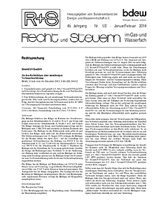 R + S - Recht und Steuern im Gas- und Wasserfach - Ausgabe 01-02 2014
