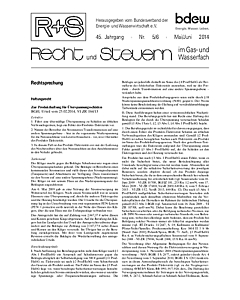 R + S - Recht und Steuern im Gas- und Wasserfach - Ausgabe 05-06 2014