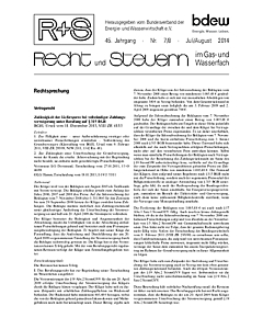 R + S - Recht und Steuern im Gas- und Wasserfach - Ausgabe 07-08 2014