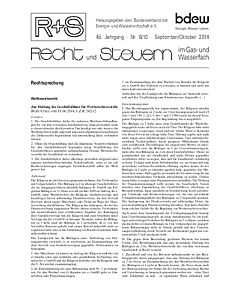 R + S - Recht und Steuern im Gas- und Wasserfach - Ausgabe 09-10 2014