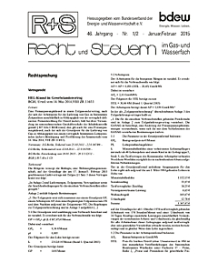 R + S - Recht und Steuern im Gas- und Wasserfach - Ausgabe 01-02 2015