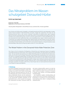 Das Nitratproblem im Wasserschutzgebiet Donauried-Hürbe
