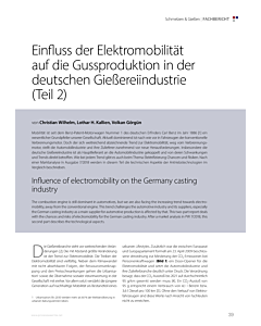 Einfluss der Elektromobilität auf die Gussproduktion in der deutschen Gießereiindustrie (Teil 2)