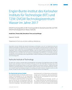 Engler-Bunte-Institut des Karlsruher Instituts für Technologie (KIT) und TZW: DVGW-Technologiezentrum Wasser im Jahre 2017