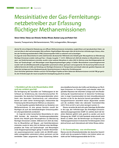 Messinitiative der Gas-Fernleitungsnetzbetreiber zur Erfassung flüchtiger Methanemissionen