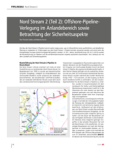 Nord Stream 2 (Teil 2): Offshore-Pipeline-Verlegung im Anlandebereich sowie Betrachtung der Sicherheitsaspekte