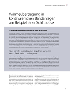 Wärmeübertragung in kontinuierlichen Bandanlagen am Beispiel einer Schlitzdüse