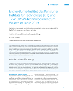 Engler-Bunte-Institut des Karlsruher Instituts für Technologie (KIT) und TZW: DVGW-Technologiezentrum Wasser im Jahre 2019
