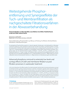Weitestgehende Phosphorentfernung und Synergieeffekte der Tuch- und Membranfiltration als nachgeschaltete Filtrationsverfahren in der Abwasserbehandlung