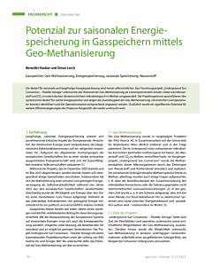 Potenzial zur saisonalen Energiespeicherung in Gasspeichern mittels Geo-Methanisierung