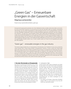 „Green Gas“ – Erneuerbare Energien in der Gaswirtschaft