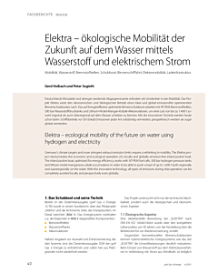 Elektra – ökologische Mobilität der Zukunft auf dem Wasser mittels Wasserstoff und elektrischem Strom