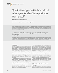 Qualifizierung von Gashochdruckleitungen für den Transport von Wasserstoff