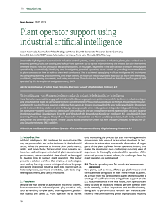 Plant operator support using industrial artificial intelligence