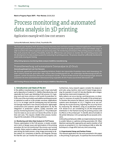 Process monitoring and automated data analysis in 3D printing