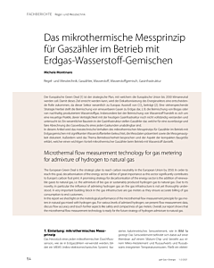 Das mikrothermische Messprinzip für Gaszähler im Betrieb mit Erdgas-Wasserstoff-Gemischen