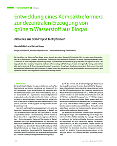 Entwicklung eines Kompaktreformers zur dezentralen Erzeugung von grünem Wasserstoff aus Biogas