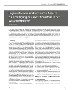 Organisatorische und technische Ansätze zur Beseitigung des Investitionsstaus in der Wasserwirtschaft