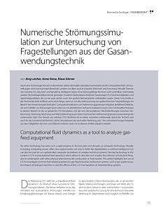 Numerische Strömungssimulation zur Untersuchung von Fragestellungen aus der Gasanwendungstechnik