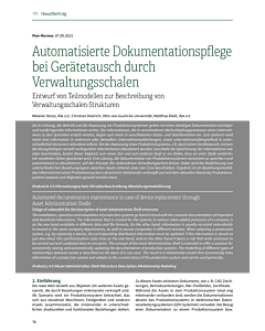 Automatisierte Dokumentationspflege bei Gerätetausch durch, Verwaltungsschalen,