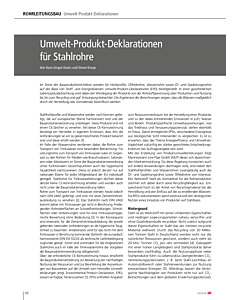 Umwelt-Produkt-Deklarationen für Stahlrohre