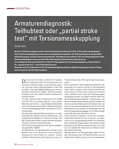 Armaturendiagnostik: Teilhubtest oder „partial stroke test“ mit Torsionsmesskupplung