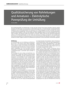 Qualitätssicherung von Rohrleitungen und Armaturen – Elektrolytische Porenprüfung der Umhüllung