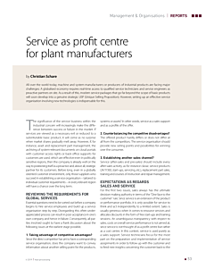 Service as profit centre for plant manufacturers