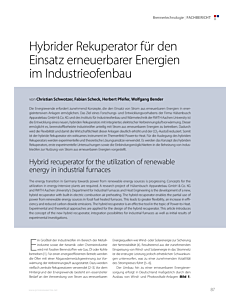 Hybrider Rekuperator für den Einsatz erneuerbarer Energien im Industrieofenbau