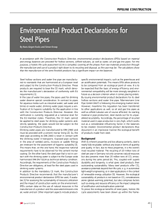 Environmental Product Declarations for Steel Pipes