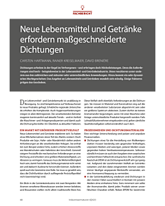 Neue Lebensmittel und Getränke erfordern maßgeschneiderte Dichtungen