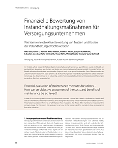 Finanzielle Bewertung von Instandhaltungsmaßnahmen für Versorgungsunternehmen
