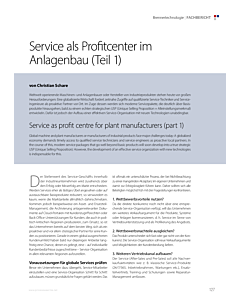Service als Profitcenter im Anlagenbau (Teil 1)