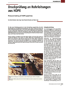 Druckprüfung an Rohrleitungen aus HDPE