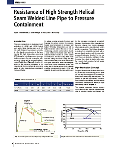 Resistance of High Strength Helical Seam Welded Line Pipe to Pressure Containment