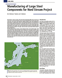 Manufacturing of Large Steel Components for Nord Stream Project