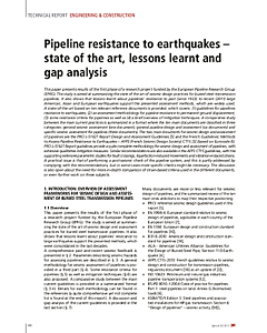 Pipeline resistance to earthquakes – state of the art, lessons learnt and gap analysis