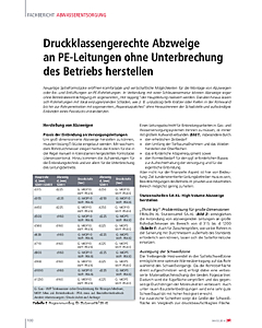 Druckklassengerechte Abzweige an PE-Leitungen ohne Unterbrechung des Betriebs herstellen