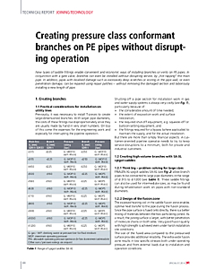 Creating pressure class conformant branches on PE pipes without disrupting operation