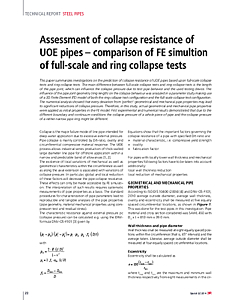 Assessment of collapse resistance of UOE pipes – comparison of FE simultion of full-scale and ring collapse tests