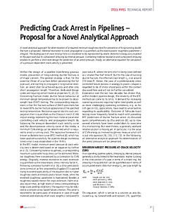 Predicting Crack Arrest in Pipelines – Proposal for a Novel Analytical Approach