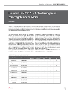 Die neue DIN 19573 - Anforderungen an zementgebundene Mörtel