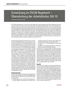 Entwicklung im DVGW-Regelwerk – Überarbeitung des Arbeitsblattes GW 10