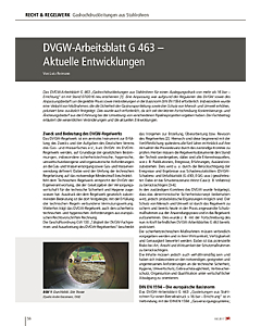 DVGW-Arbeitsblatt G 463 – Aktuelle Entwicklungen