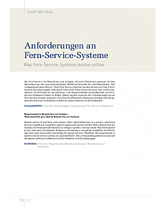 Anforderungen an Fern-Service-Systeme Was Fern-Service-Systeme leisten sollten
