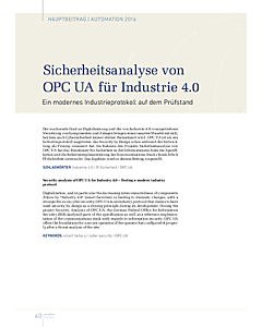 Sicherheitsanalyse von OPC UA für Industrie 4.0