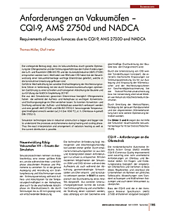 Anforderungen an Vakuumöfen - CQI-9, AMS 2750d und NADCA