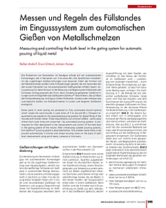 Messen und Regeln des Füllstandes im Eingusssystem zum automatischen Gießen von Metallschmelzen