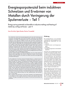 Energiesparpotenzial beim induktiven Schmelzen und Erwärmen von Metallen durch Verringerung der Spulenverluste - Teil 1